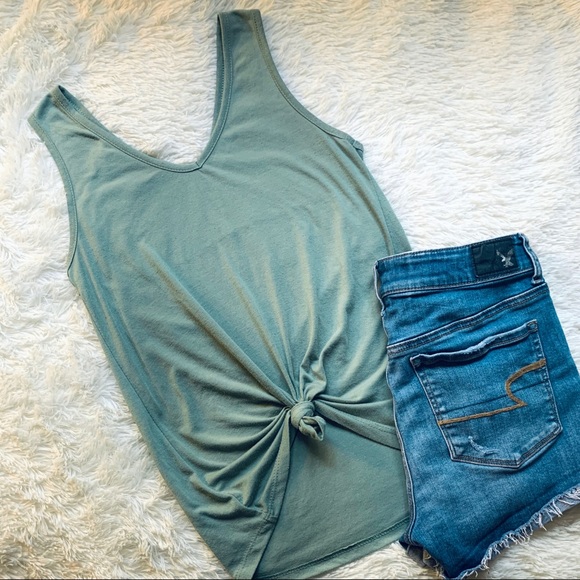 Awake Tops - Green Knotted Tank (or Unknotted Flowy)